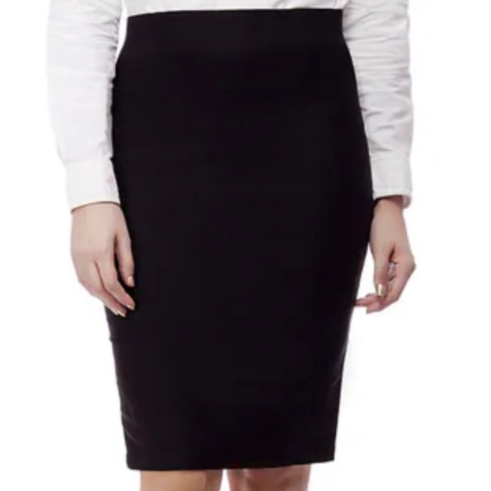 Calvin Klein pencil skirt, black pinstripes, size 6.